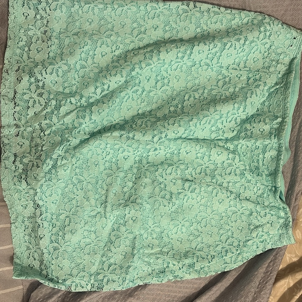Teal Lace Pencil Skirt